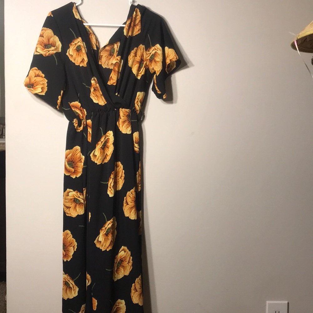 Large floral long maxi wrap dress